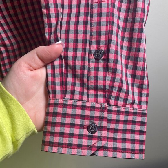 Men's 2XL Marc Ecko Red & Black Plaid Long Sleeve Button Down Shirt - Picture 5 of 6